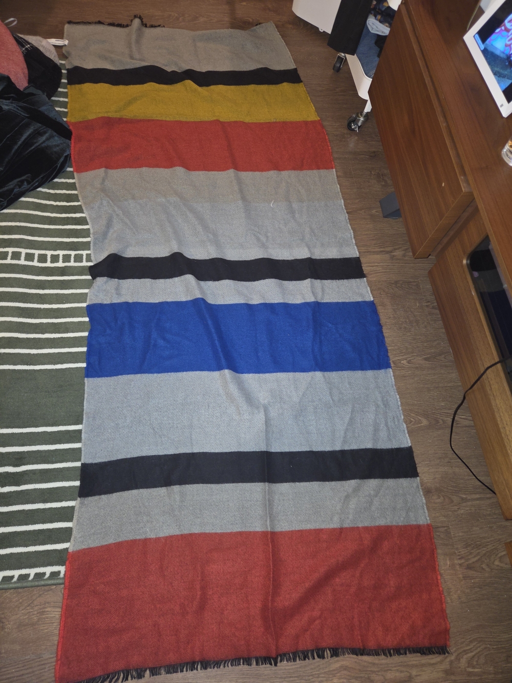 Striped Multi-Color Wool Scarf/Throw